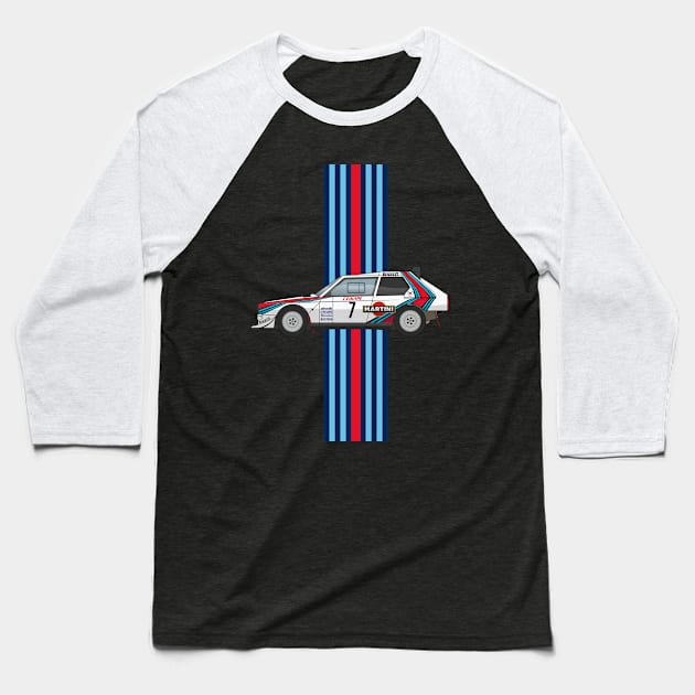 Lancia Delta S2 - Martini Racing Rally Car Illustration Baseball T-Shirt by Burro Wheel